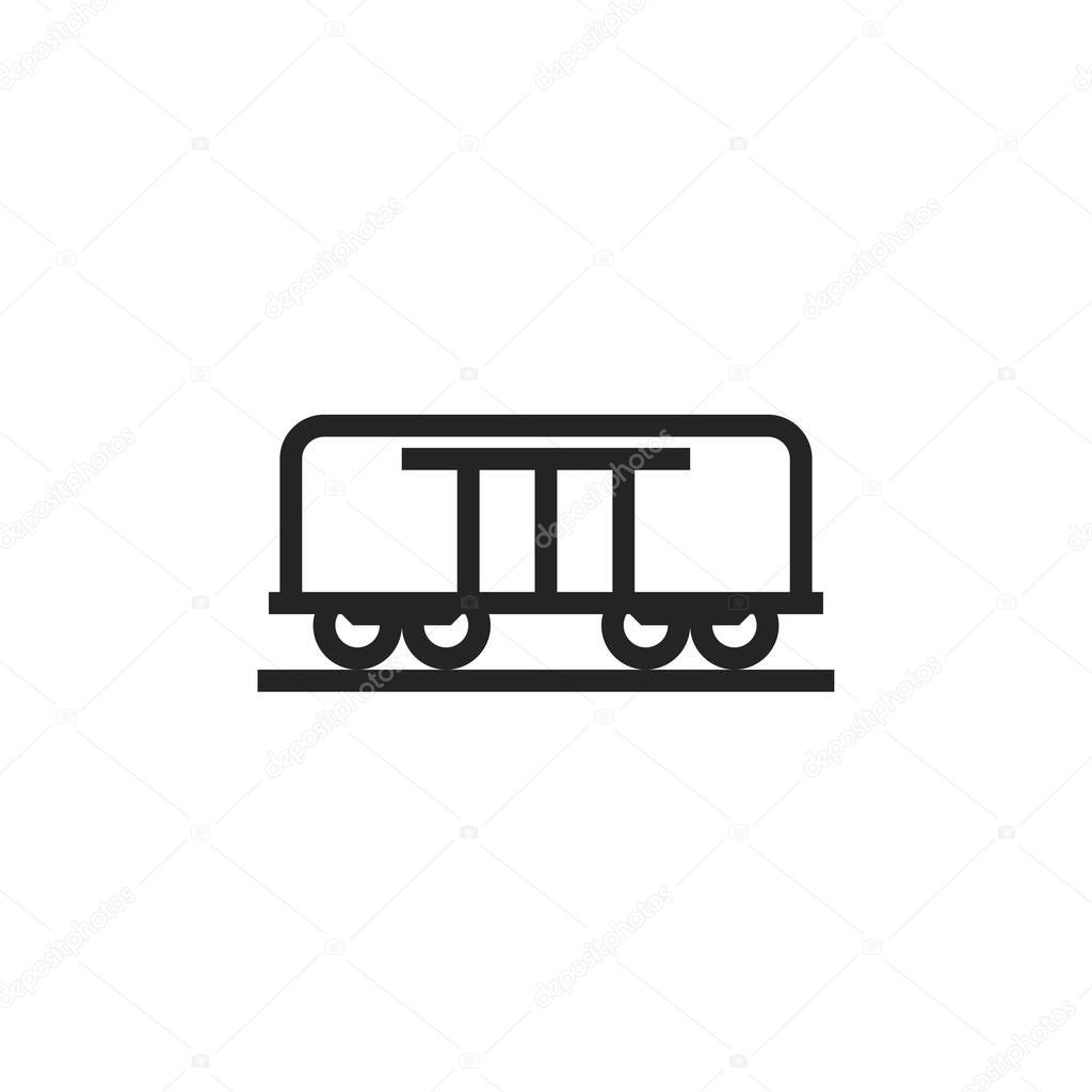 Train cargo wagon line icon. railway transport symbol. isolated vector image in simple style