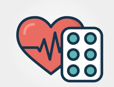 Haplı kalp. Sağlık, kalp ve kalp tedavisi sembolü. İzole vektör renk görüntüsü. El çizimi orijinal illüstrasyon.