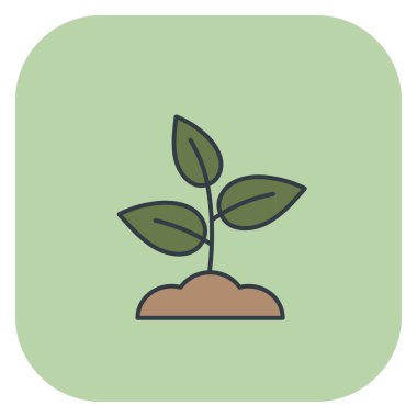 Açık yeşil arka planda topraktan büyüyen yeşil yavru. Bahar tasarımı için el çizimi özgün vektör çizimi