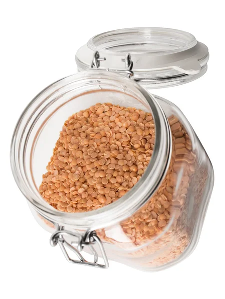 Jar of Red Lentils - Open — Stock Photo, Image