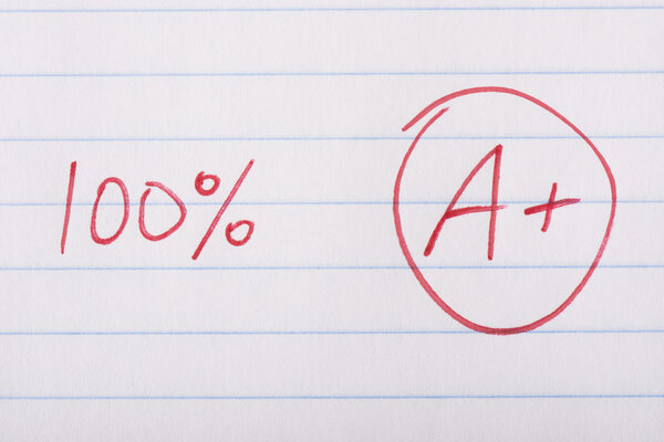 A plus 100 percent grade