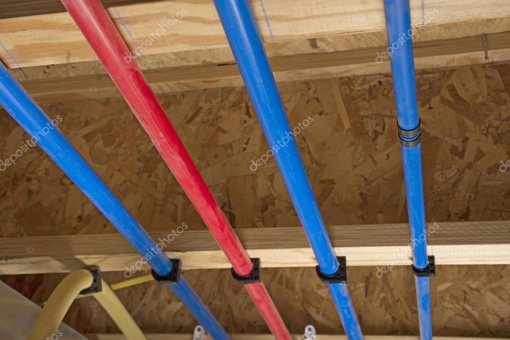 Pex Pipes On Basement Ceiling Stock Photo C Icemanj 121588740