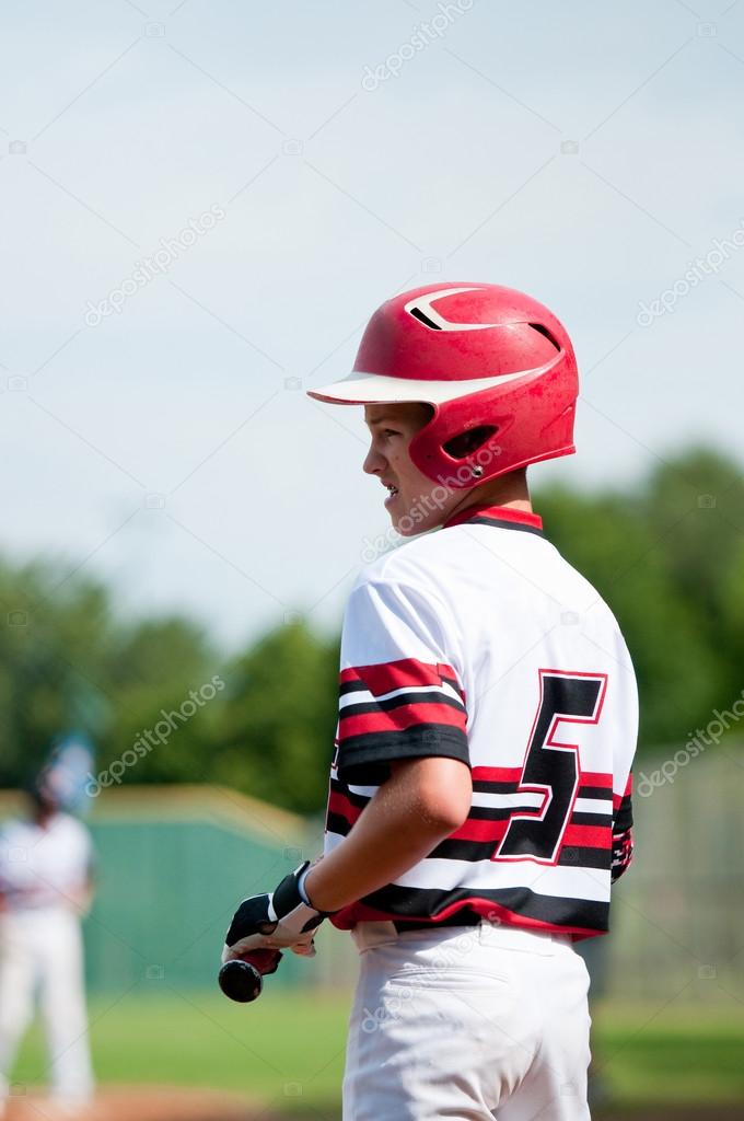 Youth baseball boy up to bat