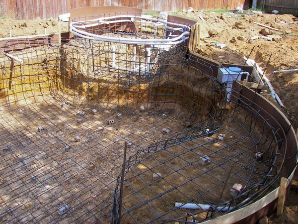 Backyard pool construction — Stock Photo, Image