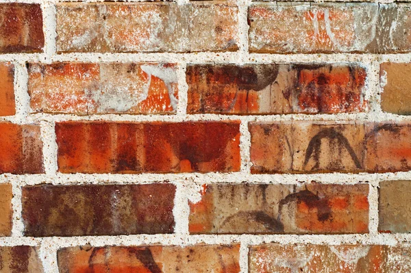 Fond mural en brique rouge avec mortier — Photo