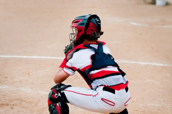 Jeugd honkbal catcher — Stockfoto