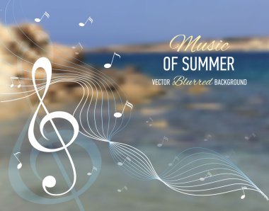 Seaside müzik notu ve anahtar arka plan bulanık