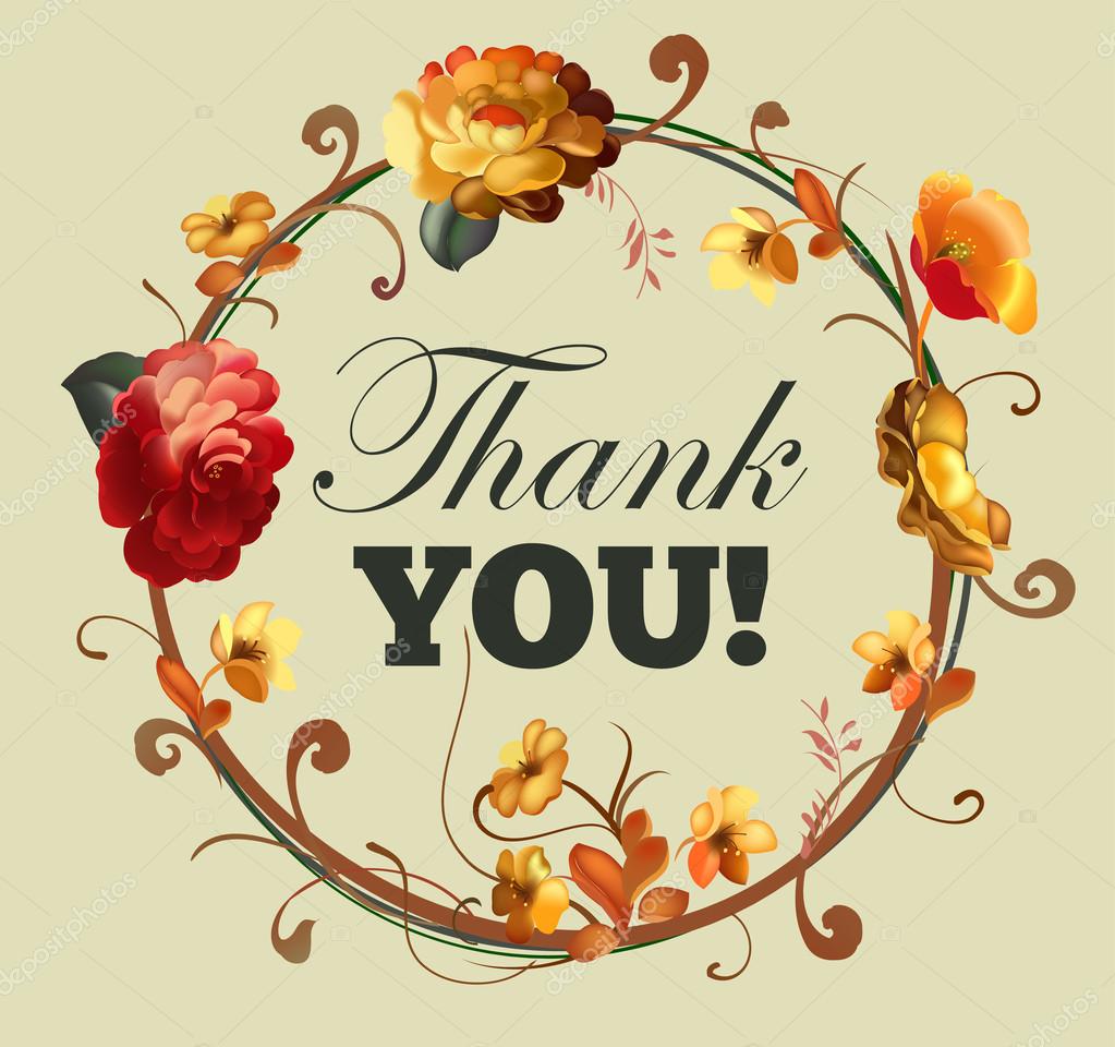 thank you card with beautiful vintage flowers — stock