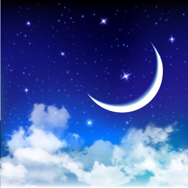 Eid Mubarak ve arka plan ay yıldız, Ramazan Kareem.