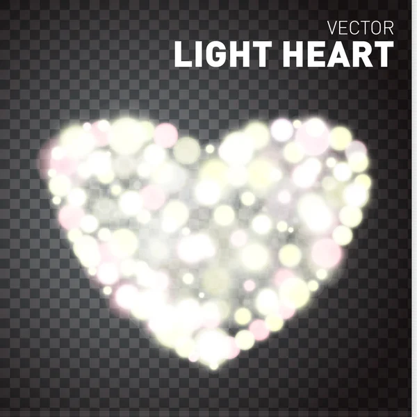 Coeur de lumières incandescentes isolé sur fond transparent . — Image vectorielle