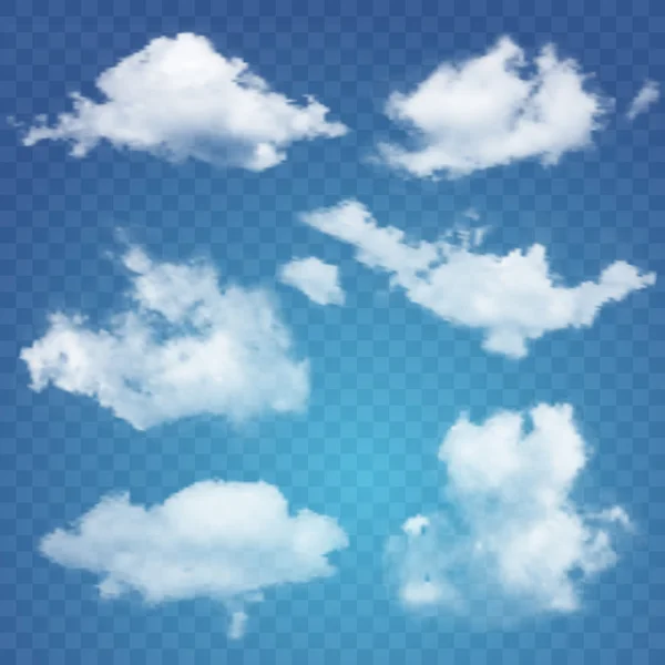 Ensemble de nuages transparents différents. — Image vectorielle