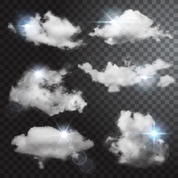 Conjunto de nubes diferentes transparentes. — Vector de stock