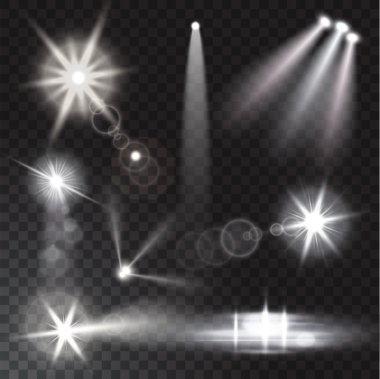 Saydam arka plan gerçekçi ışın ışıkları.