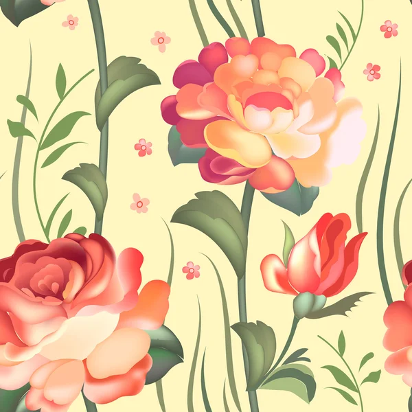 Tissu floral motif sans couture dans le style russe Zhostovo . — Image vectorielle