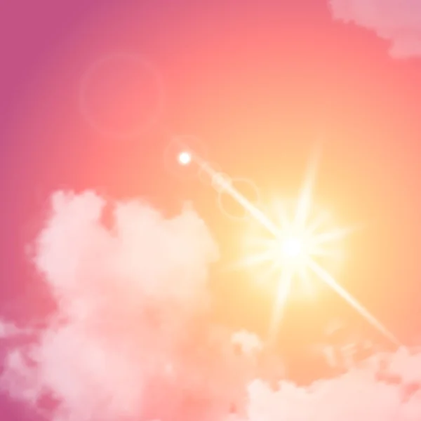 Sinal de sol realista com nuvens no céu azul . — Vetor de Stock