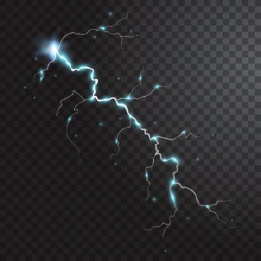 Fırtına gerçekçi öğeleri Lightning'ler renkli flaşlar ile kıvılcım siyah yarı şeffaf arka plan izole vektör çizim üzerinde