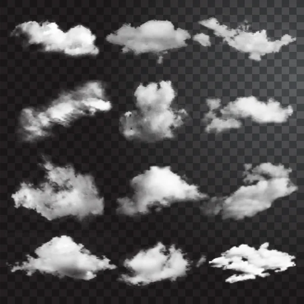 Σύνολο διαφανή διαφορετικά σύννεφα. Vector εικονογράφηση Royalty Free Εικονογραφήσεις Αρχείου