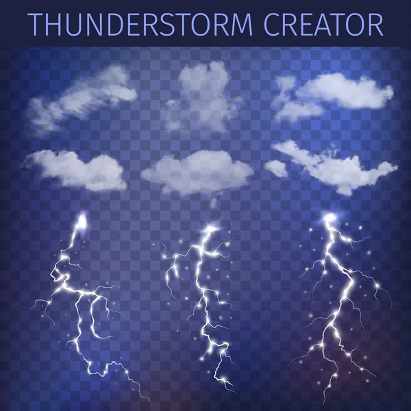 Sky-tvůrce s realistická vektorová mraků a bouřek. — Stockový vektor