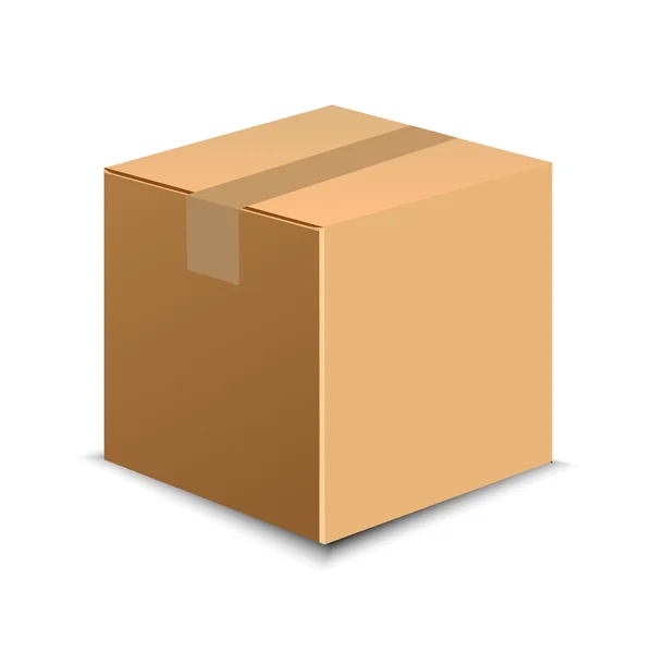 Brązowy karton dostawy pudełko na białym tle na przezroczyste tło wektor ilustracja. — Wektor stockowy