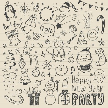 Mega doodle tasarım öğeleri kümesi vektör