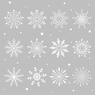 Mavi vektör kar taneleri kümesi