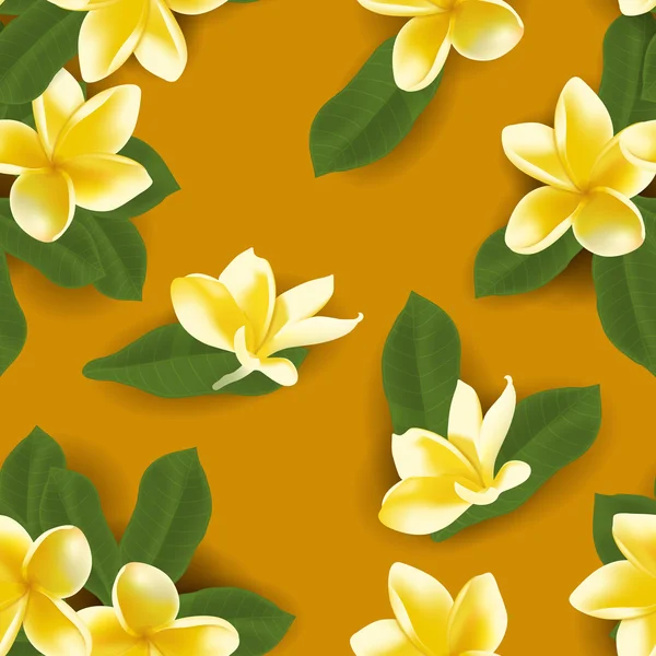 Ilustración vectorial de patrón sin costura con frangipani — Vector de stock