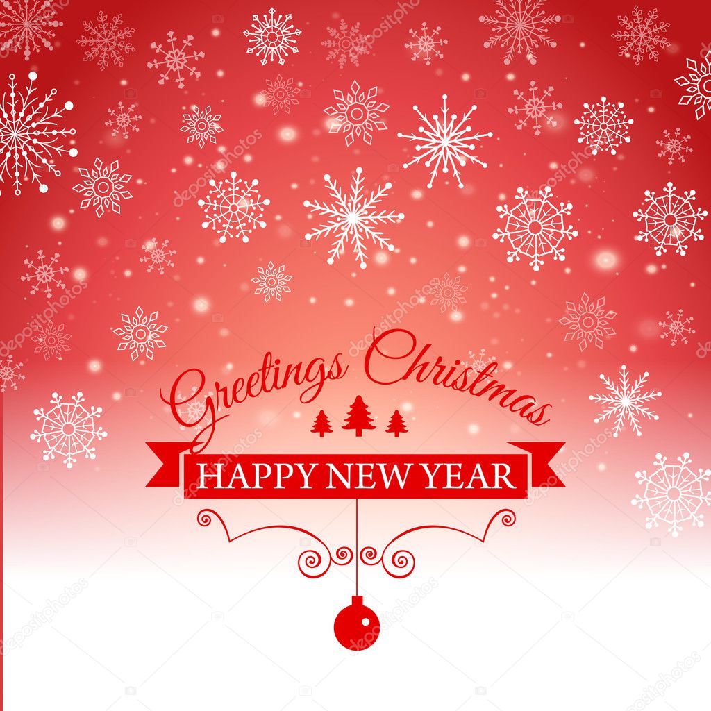 Happy New Year and Merry Christmas e-card. Vector illustration.