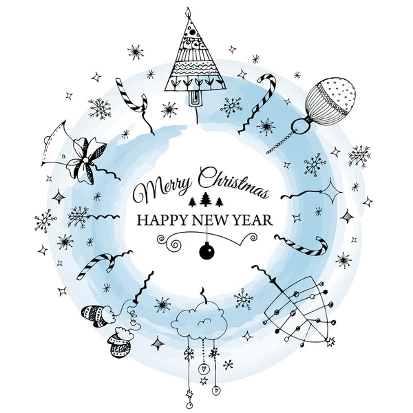 Merry Christmas e-card template. Vector illustration. — Stock Vector