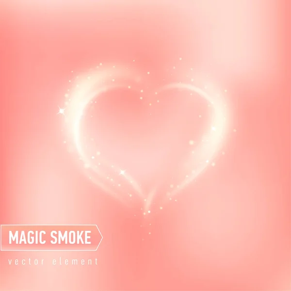 Heart of magic smoke. Illustration on pink background for design for Valentine day or other. Vector — Stock Vector