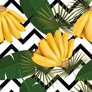 Muzlu bebek ve tropikal yapraklı modaya uygun desenler. Vektör gerçekçi illüstrasyon