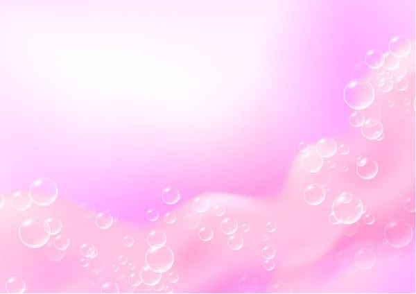 Fundo de luz bonita com espuma de banho rosa e lugar vazio para o seu texto. Shampoo bolhas textura. Shampoo rosa espumante e espuma de banho. Ilustração realista vetorial. — Vetor de Stock