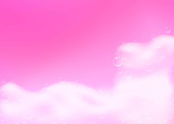 Schöne helle Hintergrund mit Bad rosa Schaum und leeren Platz für Ihren Text. Shampoo Blasen Textur. Funkelndes rosafarbenes Shampoo und Badeschaum. Vektor realistische Darstellung. — Stockvektor