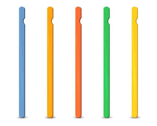 Conjunto de estribos de paleta realistas. Palos de lolly hielo, ilustración de vectores, temporada de verano. — Vector de stock