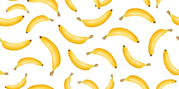 Trendy seamless pattern with realistic banana. Vector realistic illustration