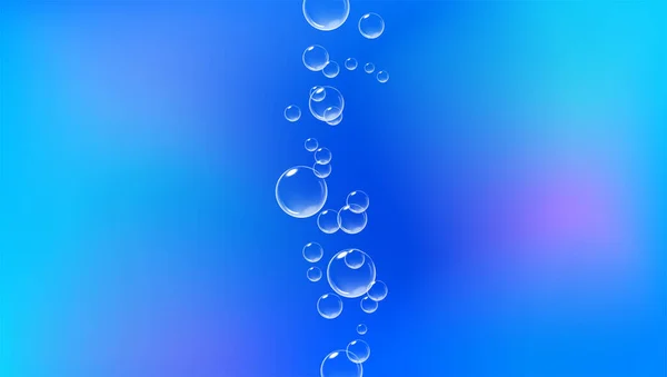 Fond bleu vif avec des bulles pétillantes. Air vertigineux sous l'eau. Illustration vectorielle réaliste. — Image vectorielle