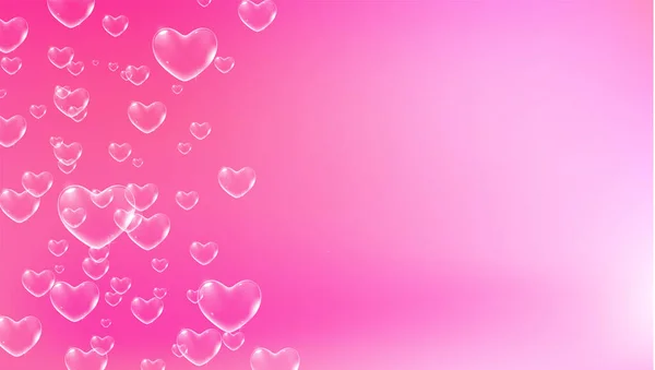 Roztomilé růžové pozadí s bílými mýdlovými bublinami ve tvaru srdce pro valentýnskou kartu. Vektor — Stockový vektor