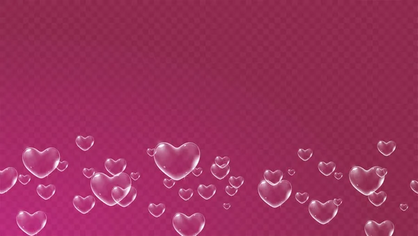 Fond transparent rouge foncé avec bulles de savon blanches en forme de coeur pour carte Valentine. Vecteur — Image vectorielle