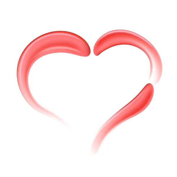 Corazón rosado de crema vectorial realista o frotis de lápiz labial. Aislado sobre fondo blanco. — Vector de stock