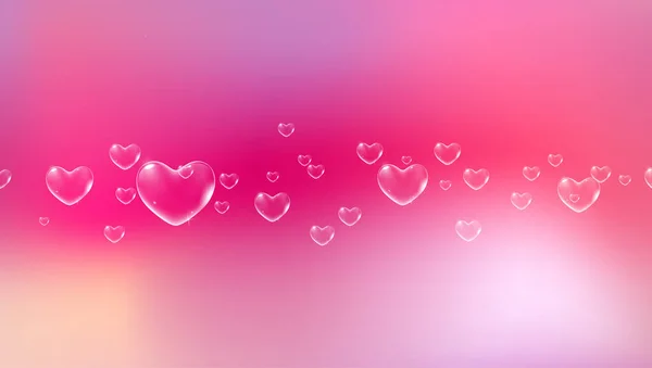 Lindo fondo rosa con burbujas de jabón en forma de corazón blanco para la tarjeta de San Valentín. Vector — Archivo Imágenes Vectoriales