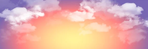 Vector realista rascacielos. Cielo con nubes. Puesta de sol. — Vector de stock