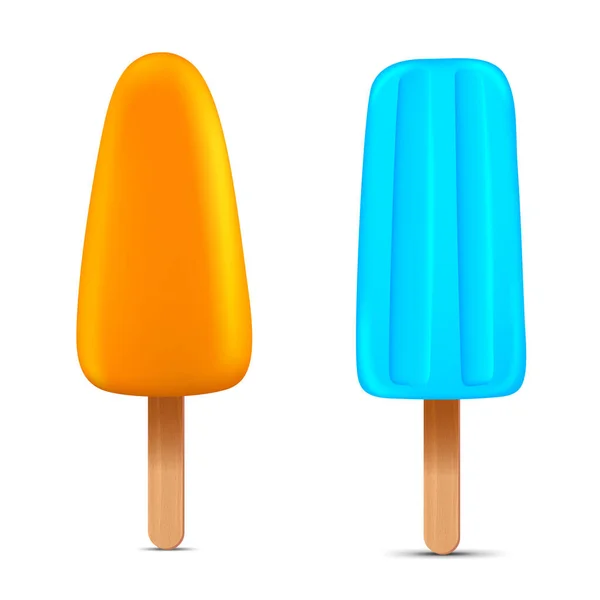 Conjunto de paleta congelada casero realista brillante, icono jugoso realista del helado del vector — Archivo Imágenes Vectoriales