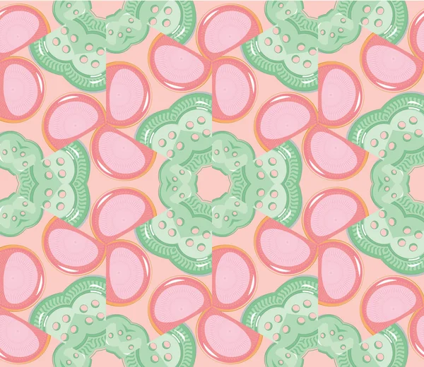 Nahtloses Muster aus rosa und grünen Knöpfen — Stockvektor