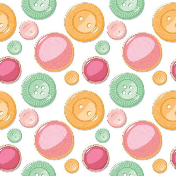 Seamless pattern of yellow green and pink  colored buttons — Stock Vector