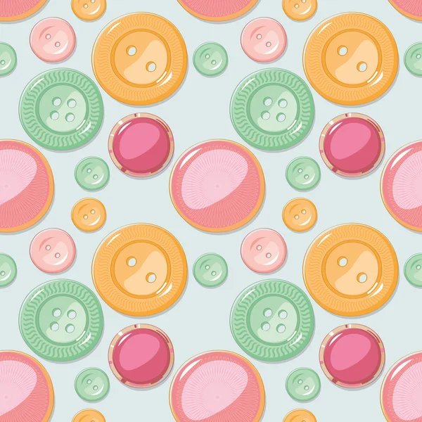 Seamless pattern of yellow green and pink  colored buttons — Stock Vector