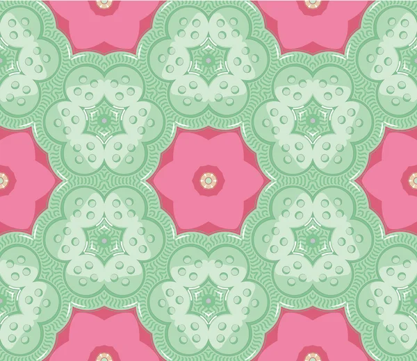 Seamless pattern of pink and green colored buttons — Stock Vector