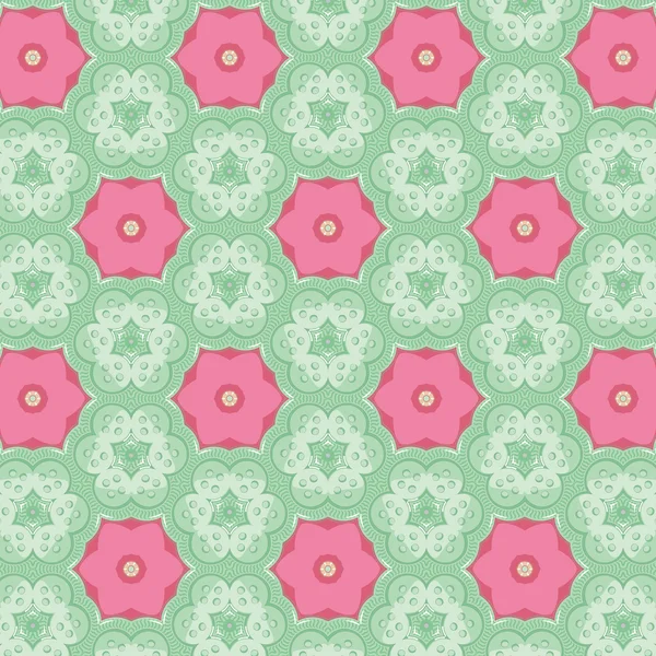 Seamless pattern of pink and green colored buttons — Stock Vector
