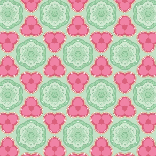 Nahtloses Muster aus rosa und grünen Knöpfen — Stockvektor