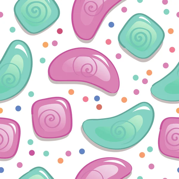 Seamless pattern with candies of pink green colors
