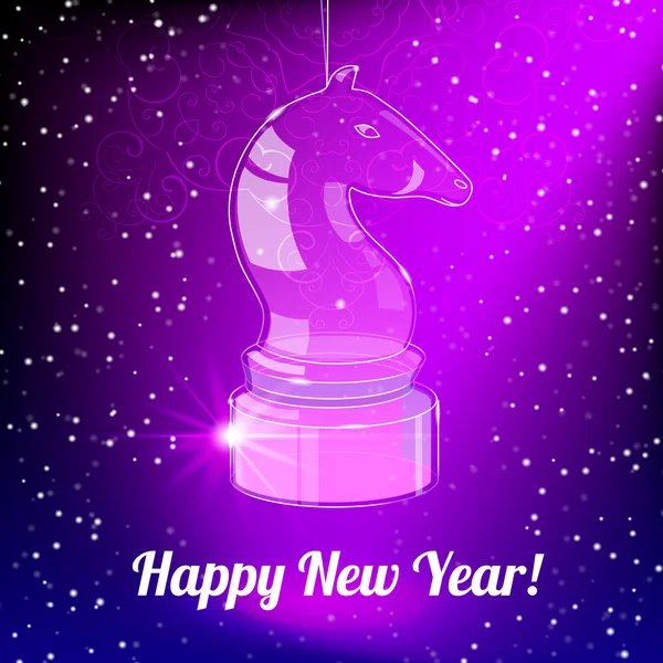 Happy New Year Card with glass horse — Stock Vector