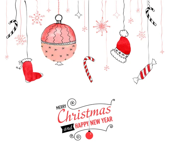 Καρτ ποστάλ με doodles Χριστούγεννα. — Διανυσματικό Αρχείο